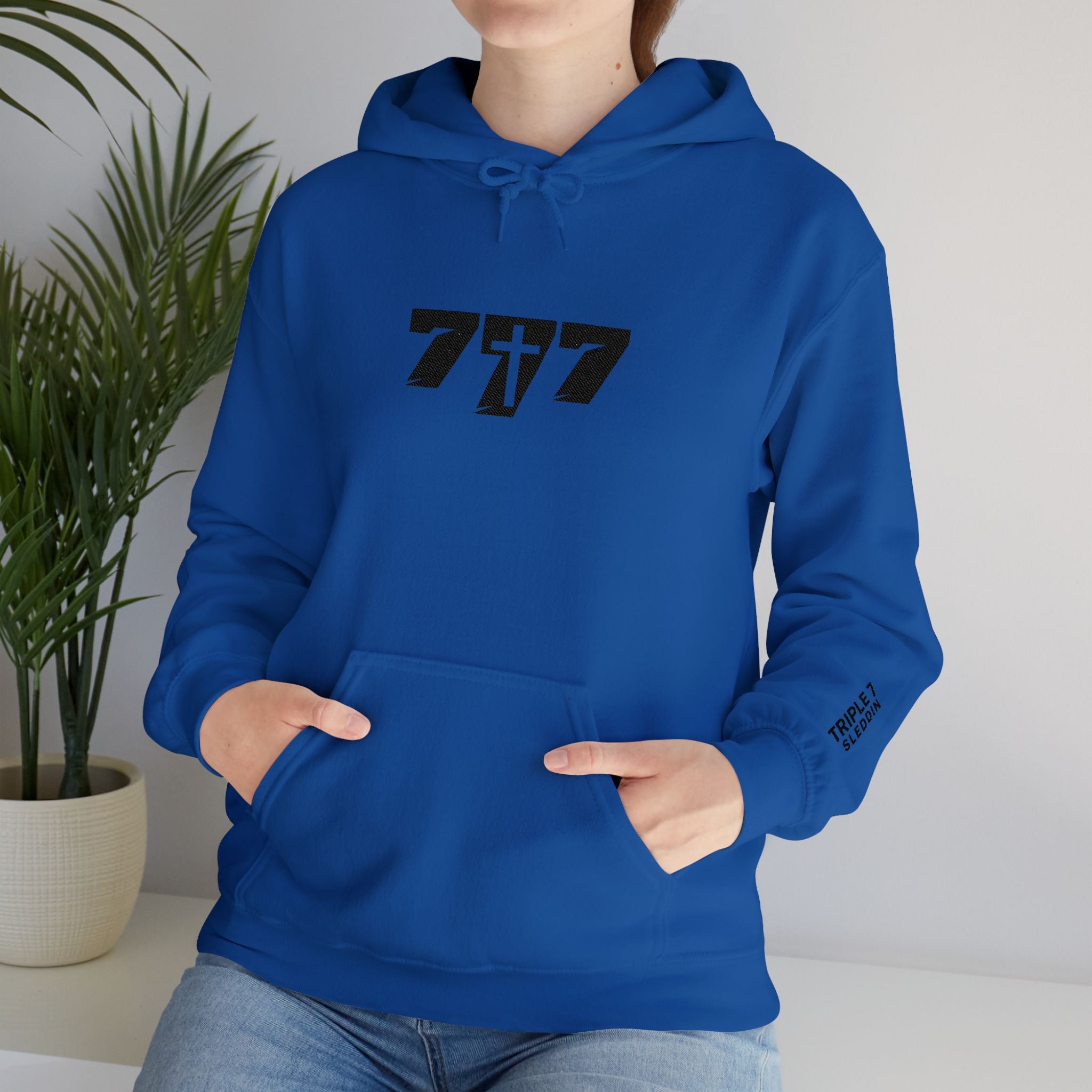 777 black Embroidery Unisex Heavy Blend™ Hooded Sweatshirt