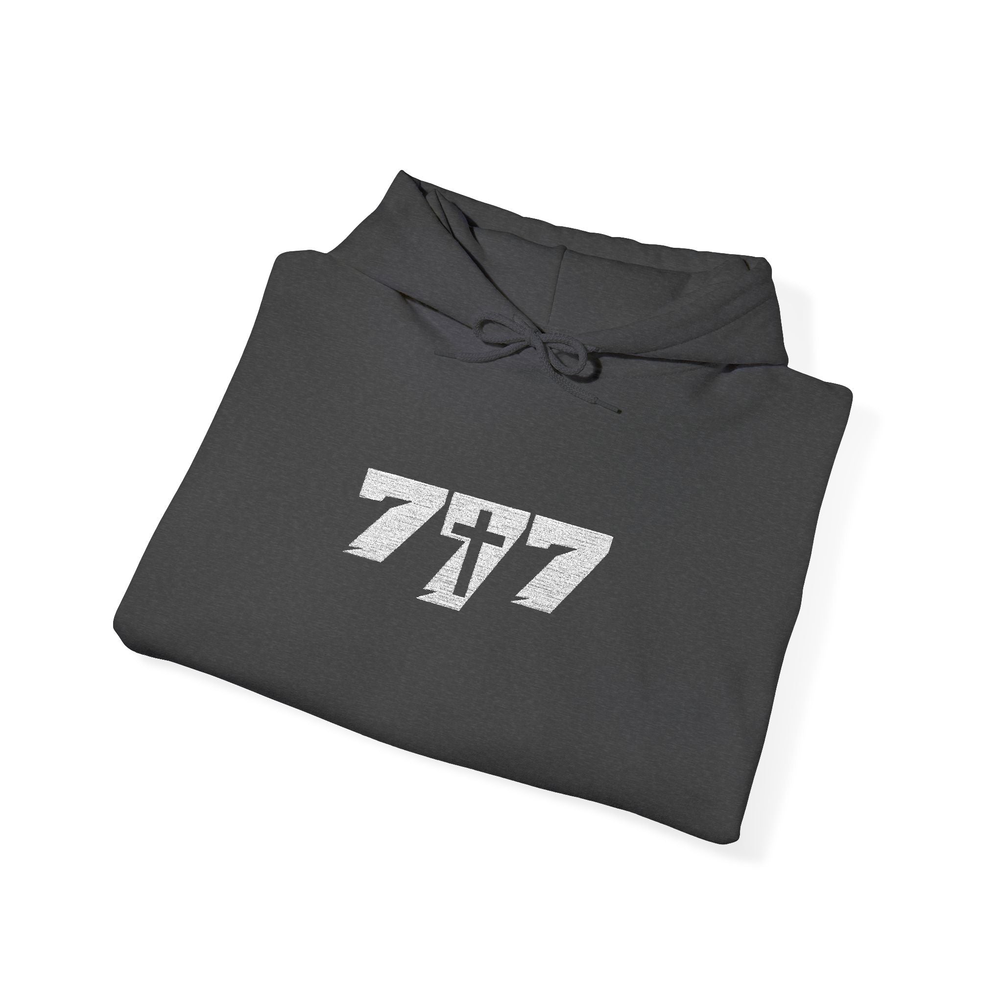 777 White Embroidery Unisex Heavy Blend™ Hooded Sweatshirt