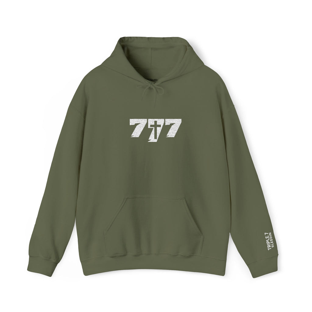 777 White Embroidery Unisex Heavy Blend™ Hooded Sweatshirt