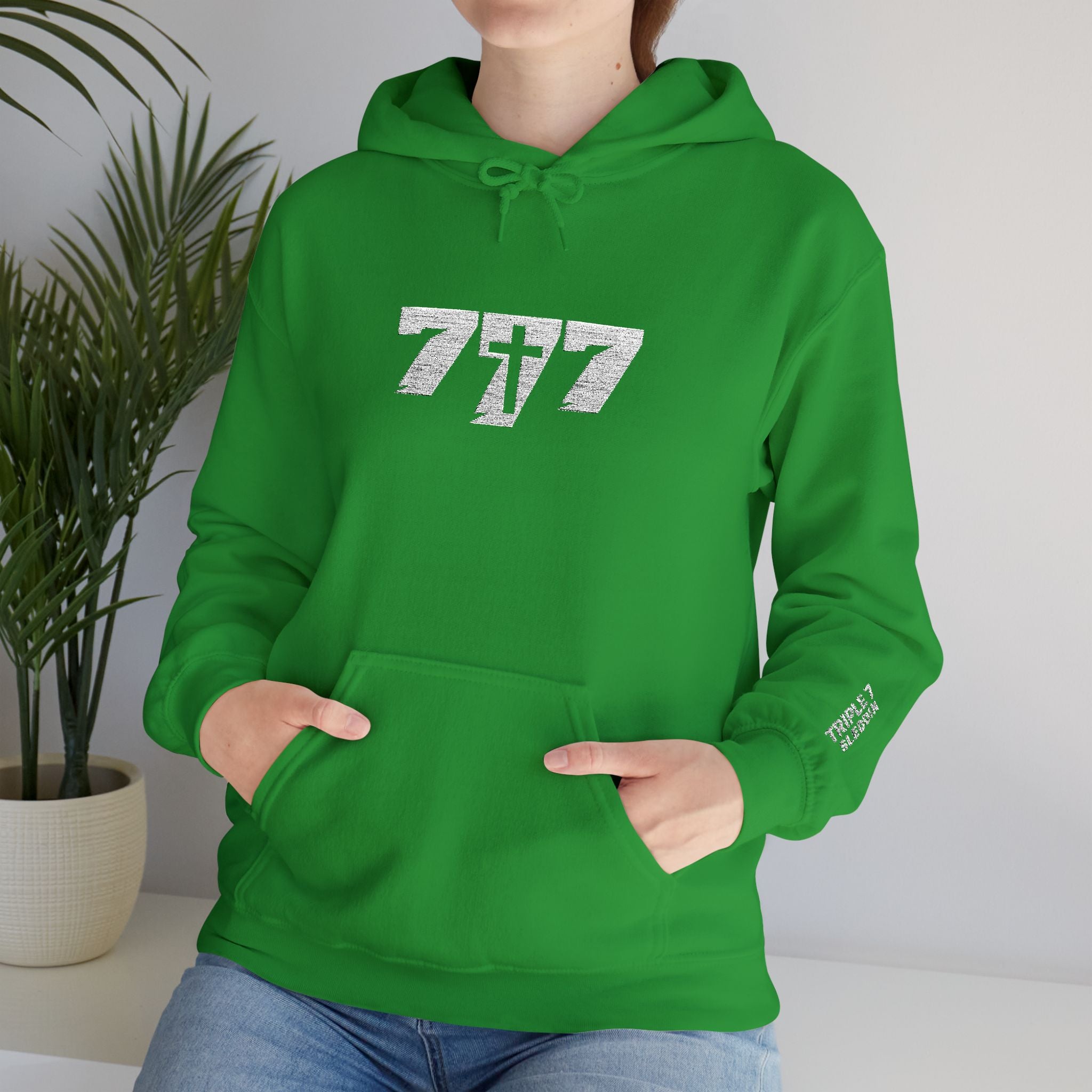 777 White Embroidery Unisex Heavy Blend™ Hooded Sweatshirt