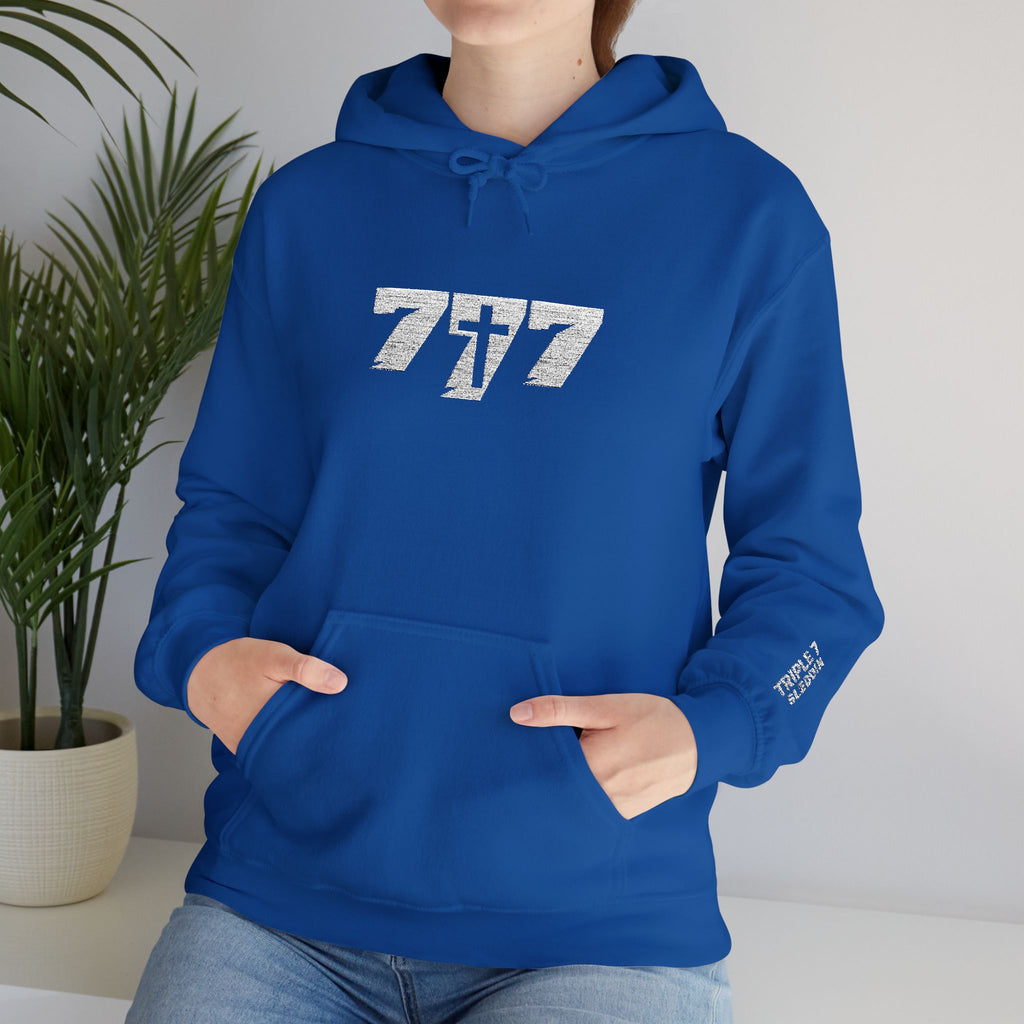 777 White Embroidery Unisex Heavy Blend™ Hooded Sweatshirt