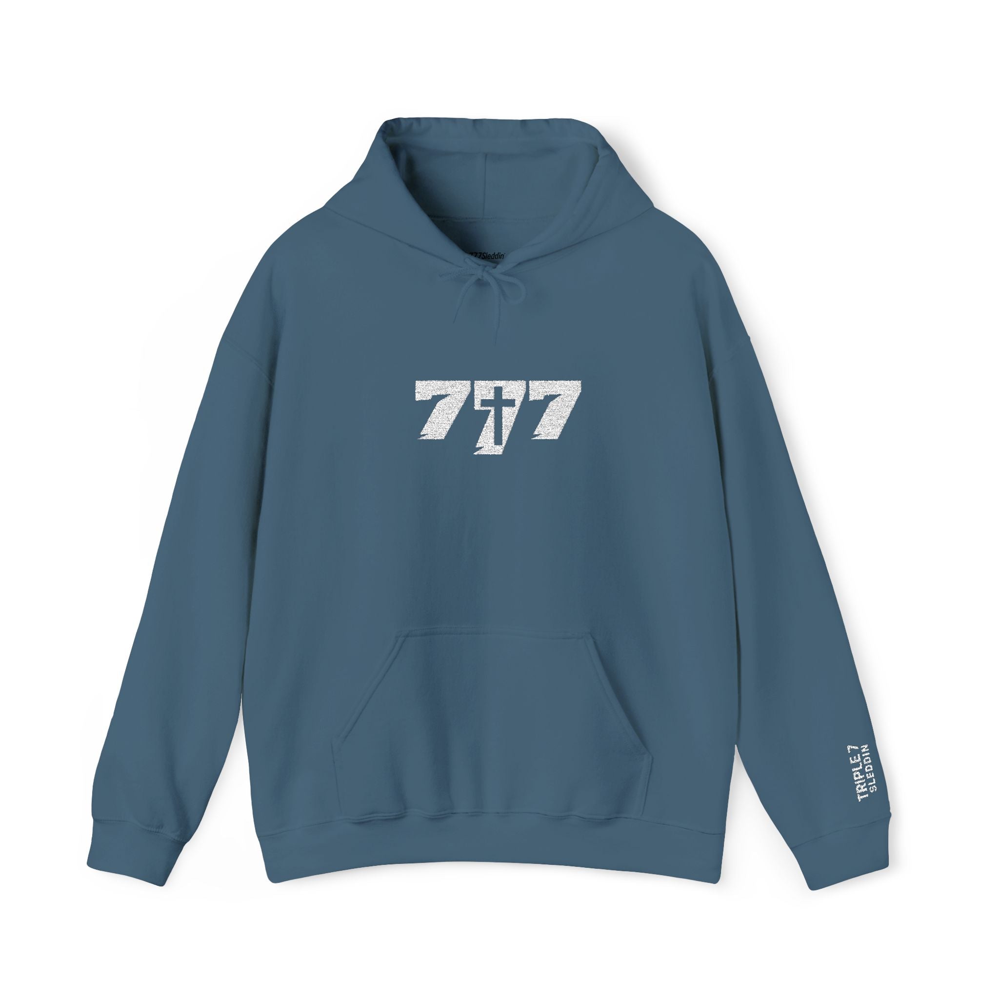 777 White Embroidery Unisex Heavy Blend™ Hooded Sweatshirt