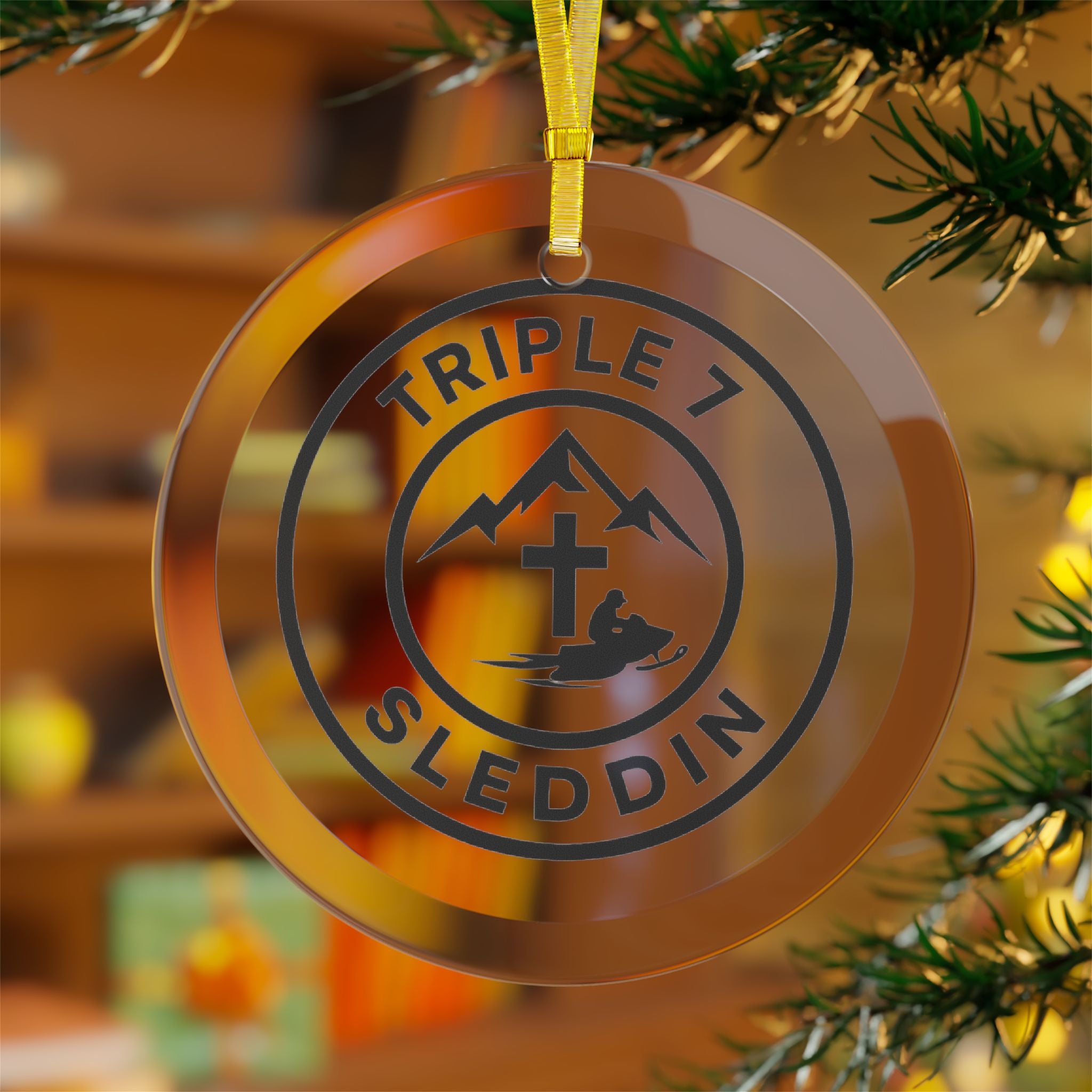 Triple 7 Sleddin' Glass Ornament