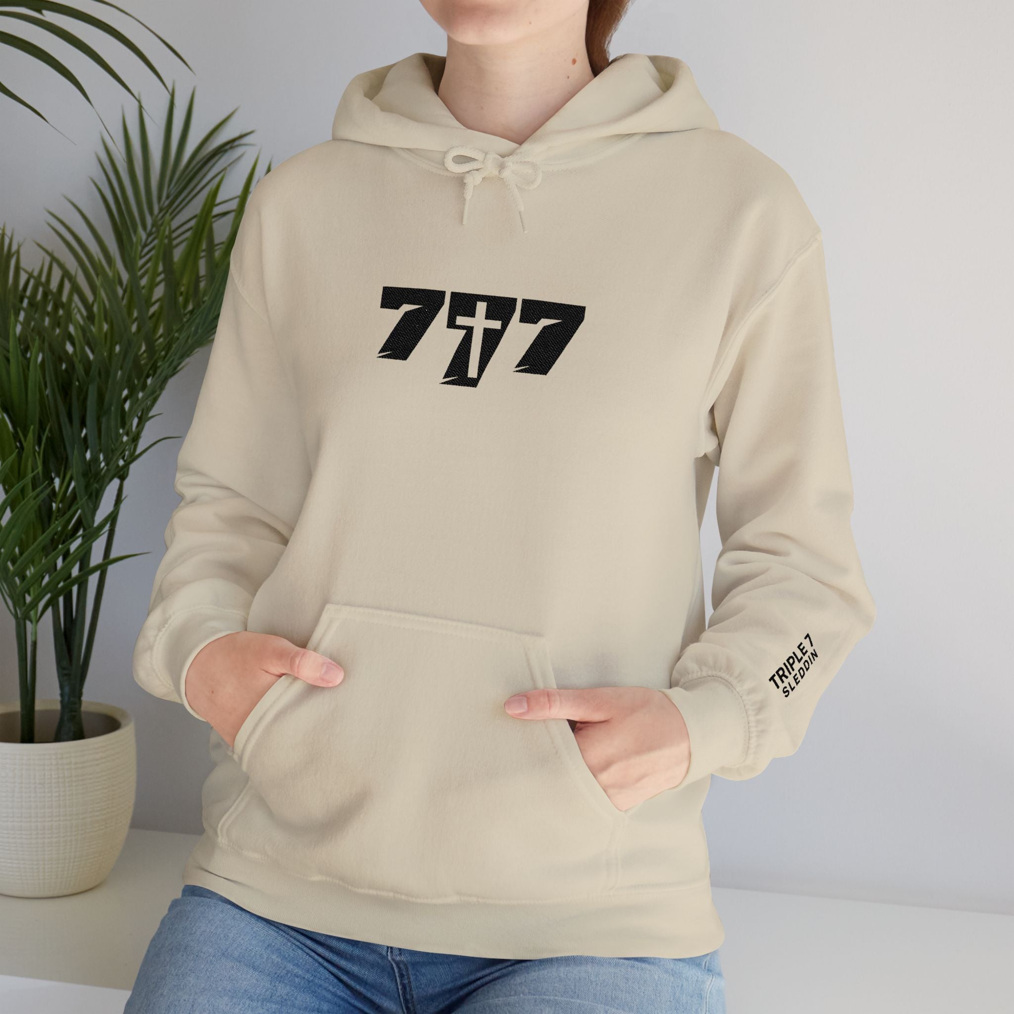 777 black Embroidery Unisex Heavy Blend™ Hooded Sweatshirt