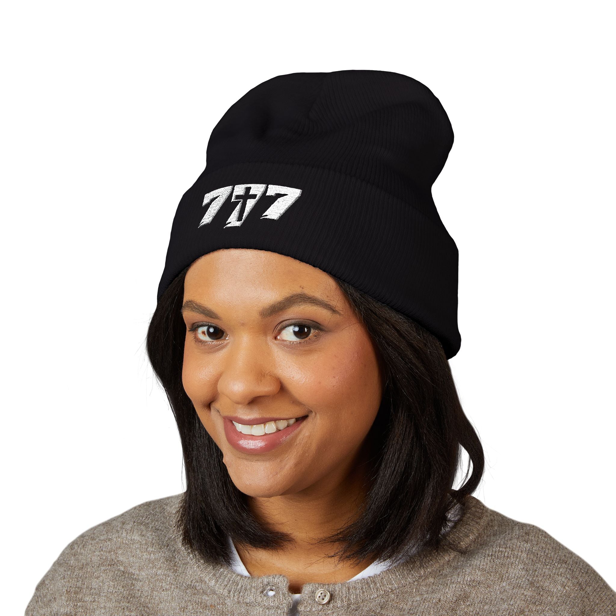 777/White Beanie