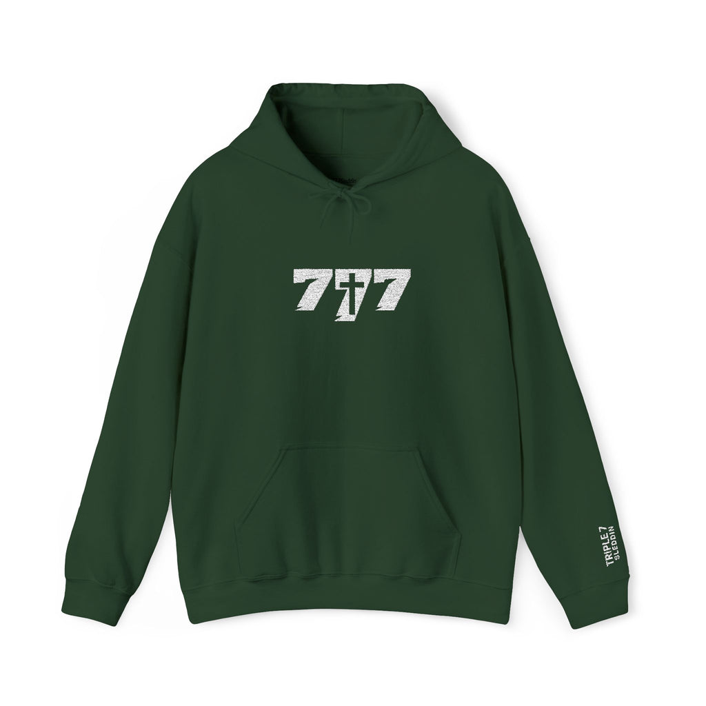 777 White Embroidery Unisex Heavy Blend™ Hooded Sweatshirt