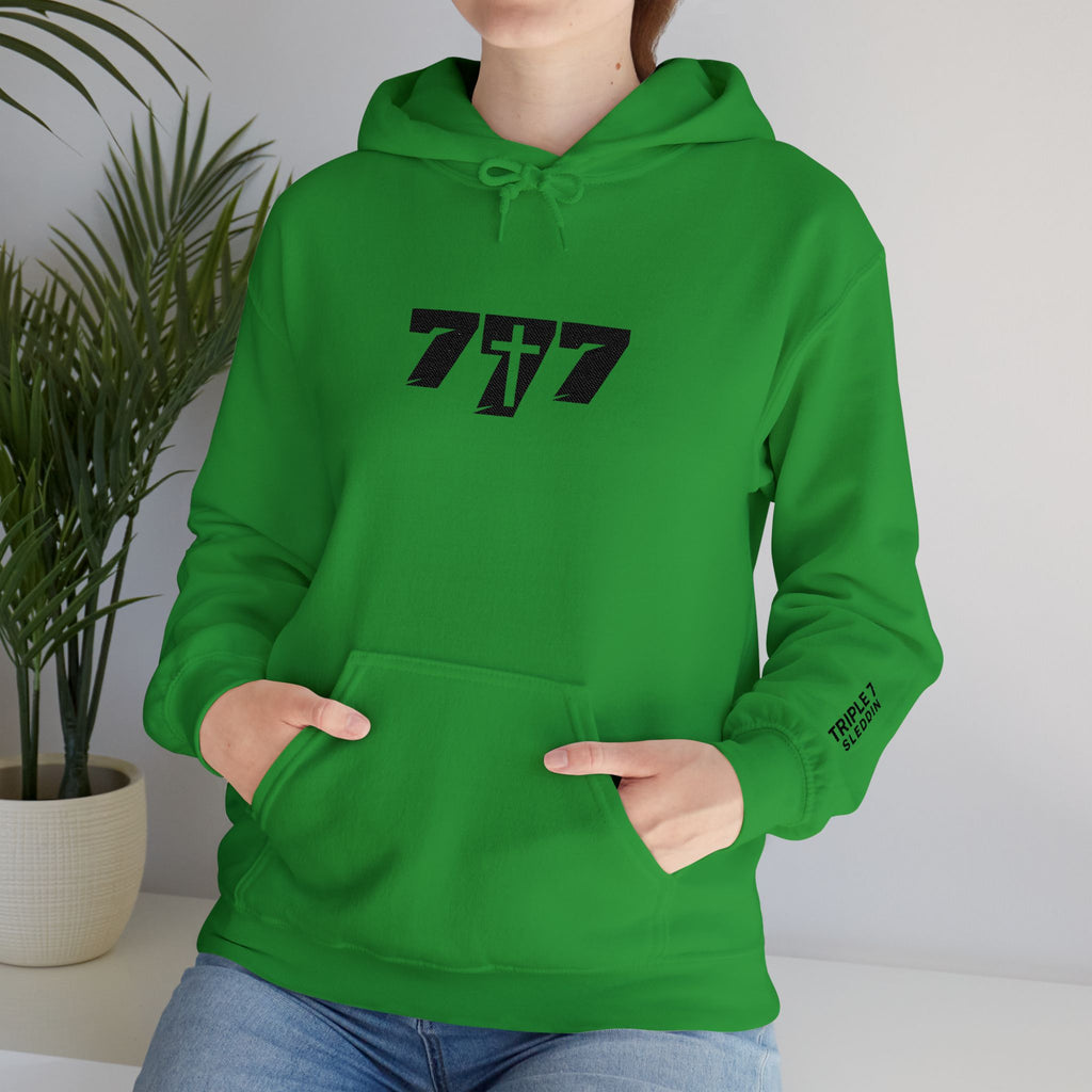 777 black Embroidery Unisex Heavy Blend™ Hooded Sweatshirt