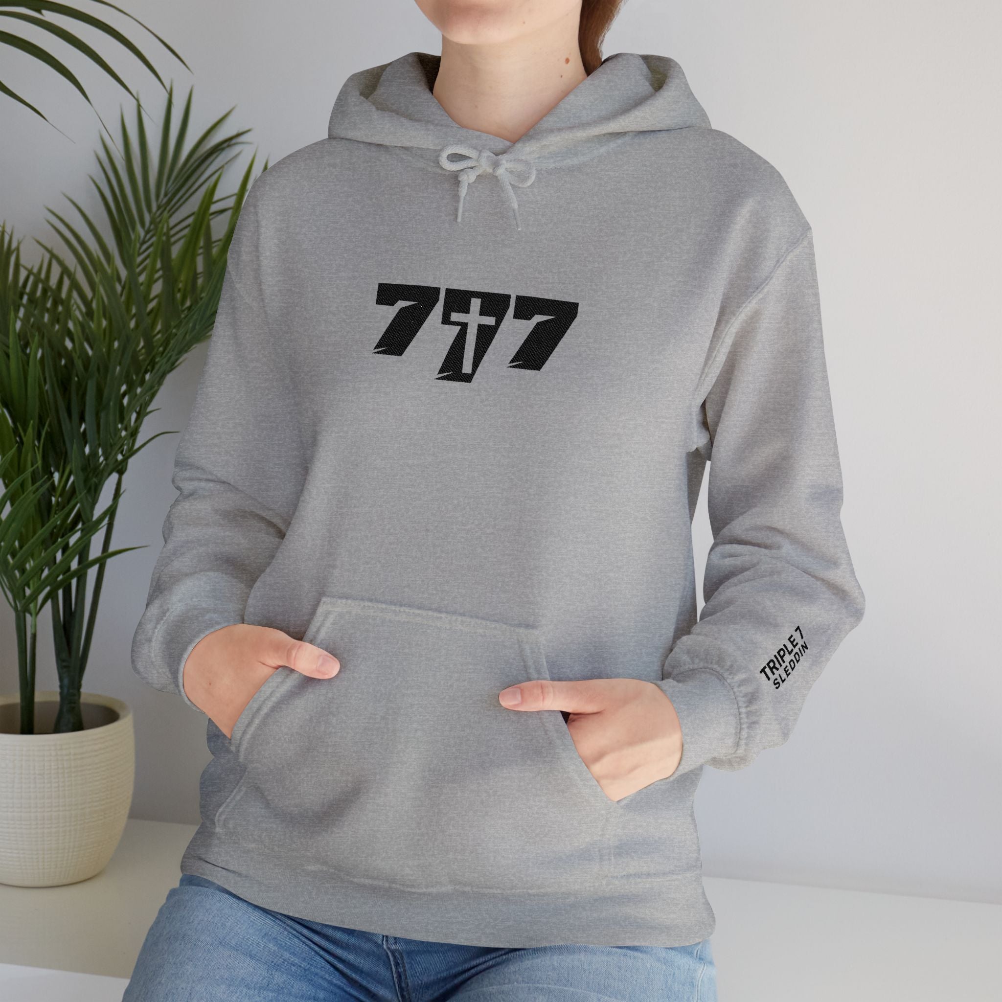 777 black Embroidery Unisex Heavy Blend™ Hooded Sweatshirt