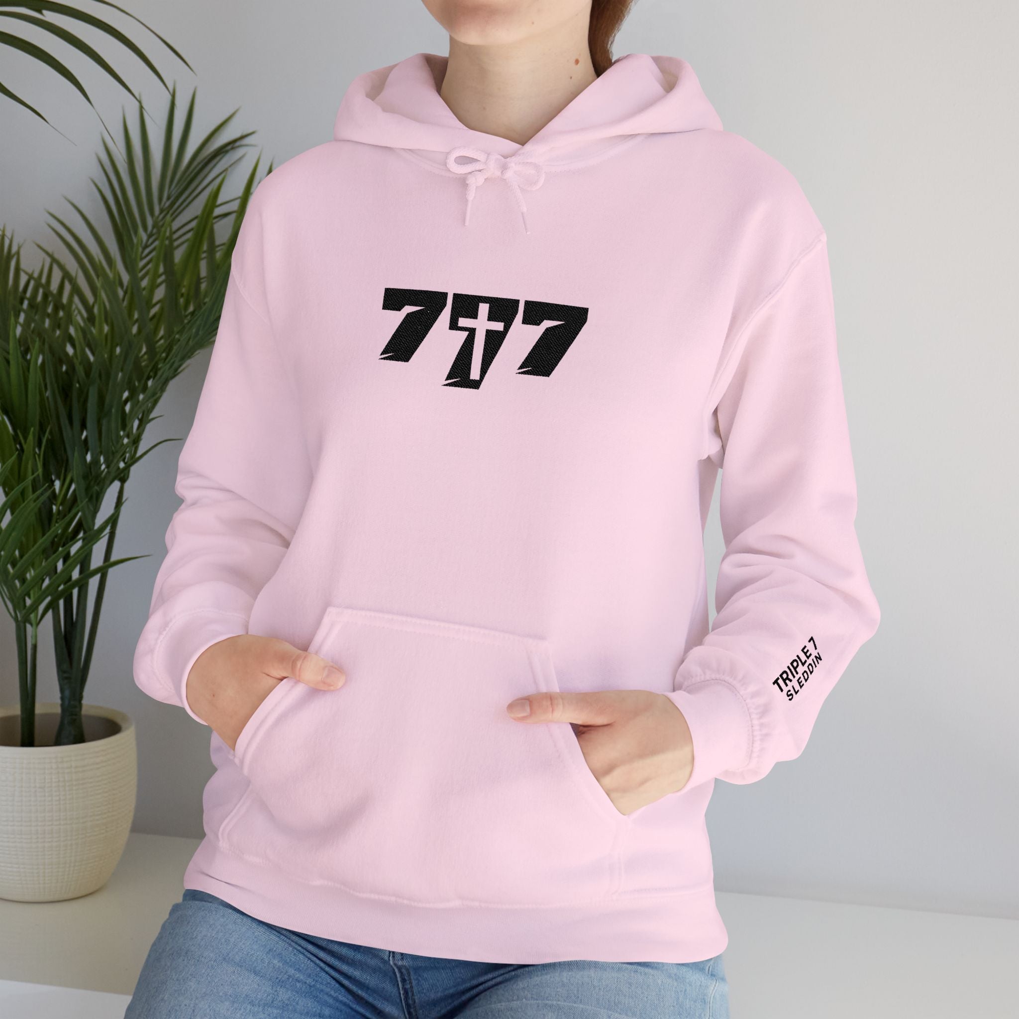 777 black Embroidery Unisex Heavy Blend™ Hooded Sweatshirt
