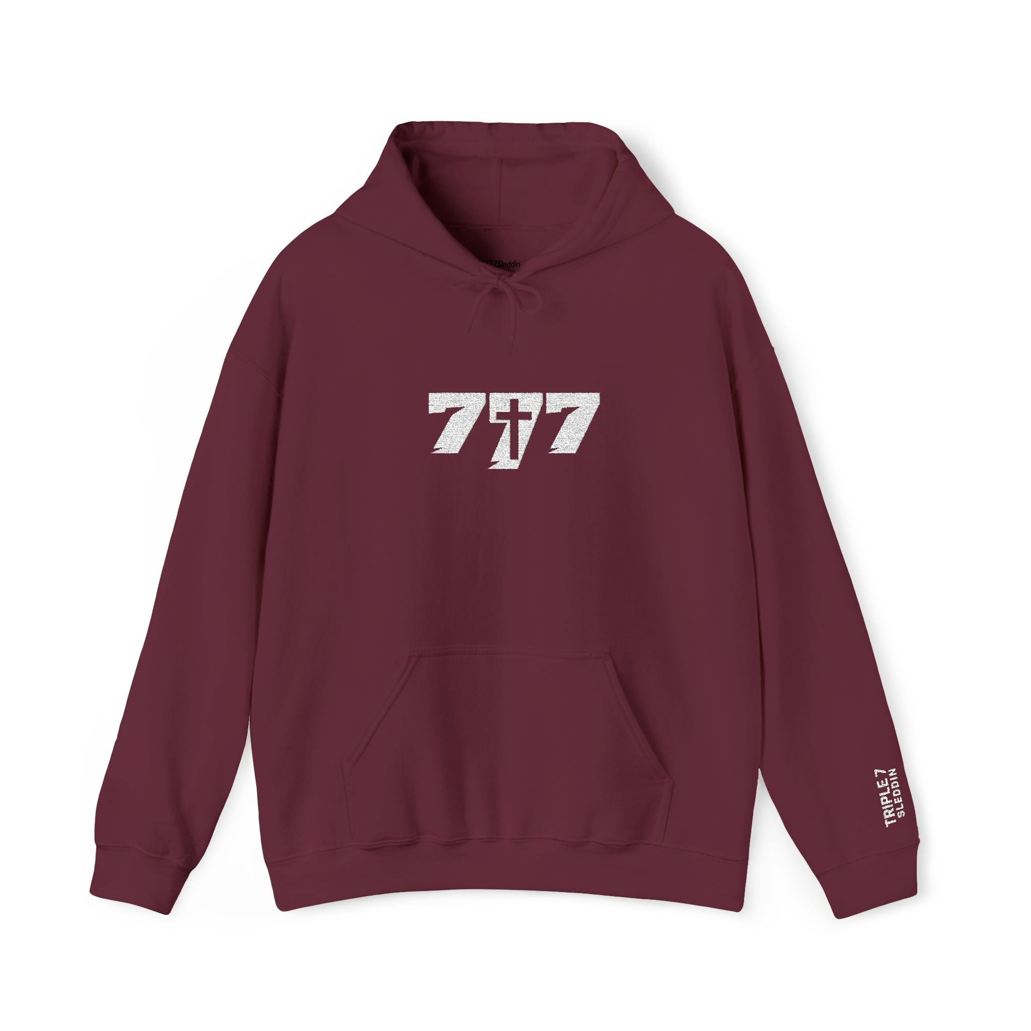777 White Embroidery Unisex Heavy Blend™ Hooded Sweatshirt