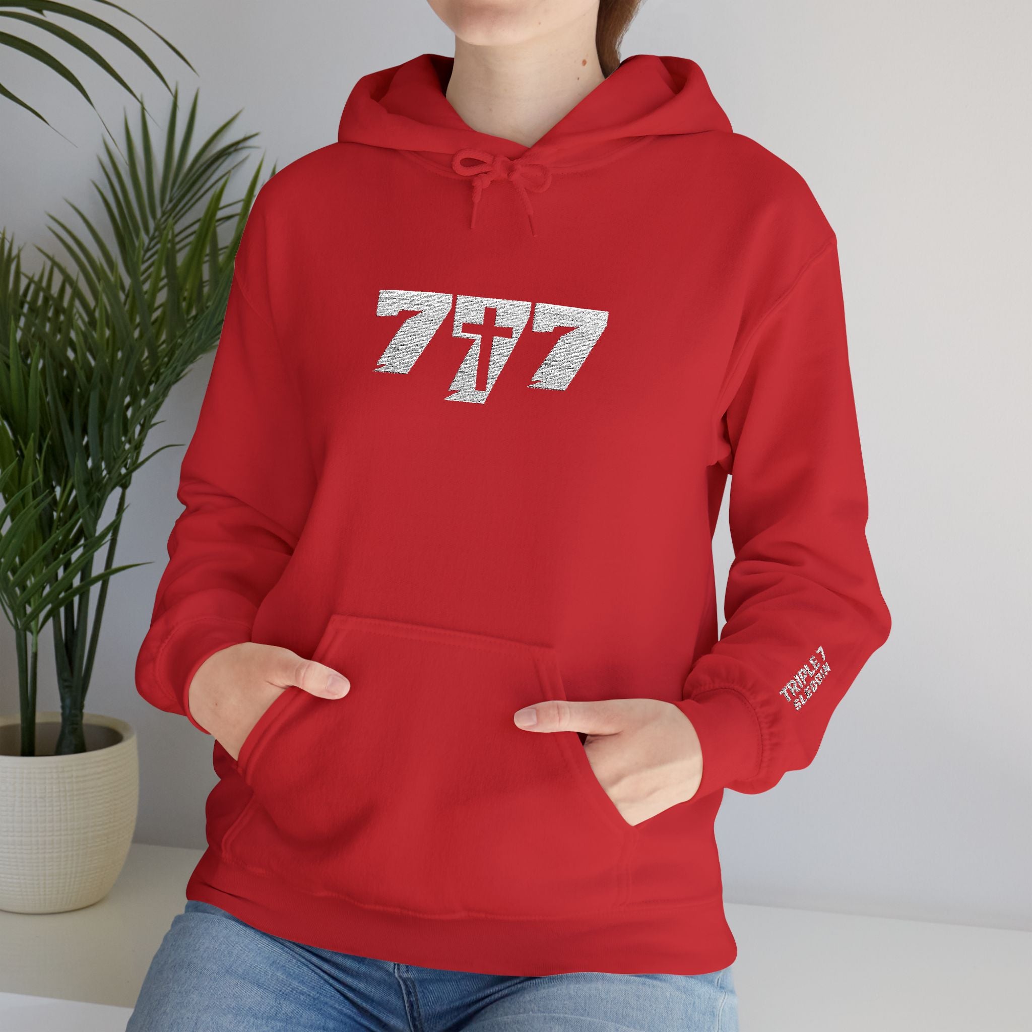 777 White Embroidery Unisex Heavy Blend™ Hooded Sweatshirt
