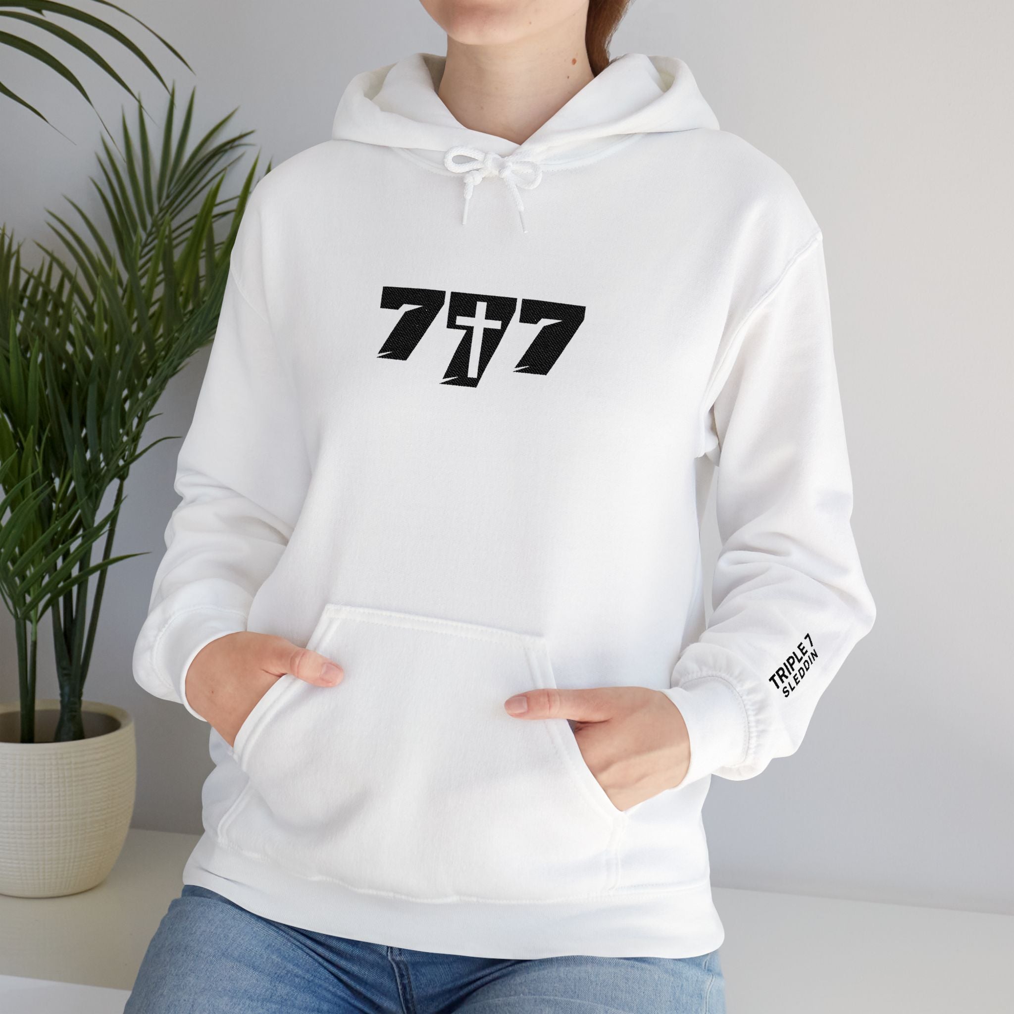 777 black Embroidery Unisex Heavy Blend™ Hooded Sweatshirt