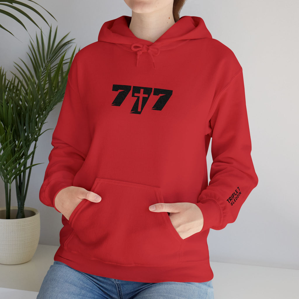 777 black Embroidery Unisex Heavy Blend™ Hooded Sweatshirt