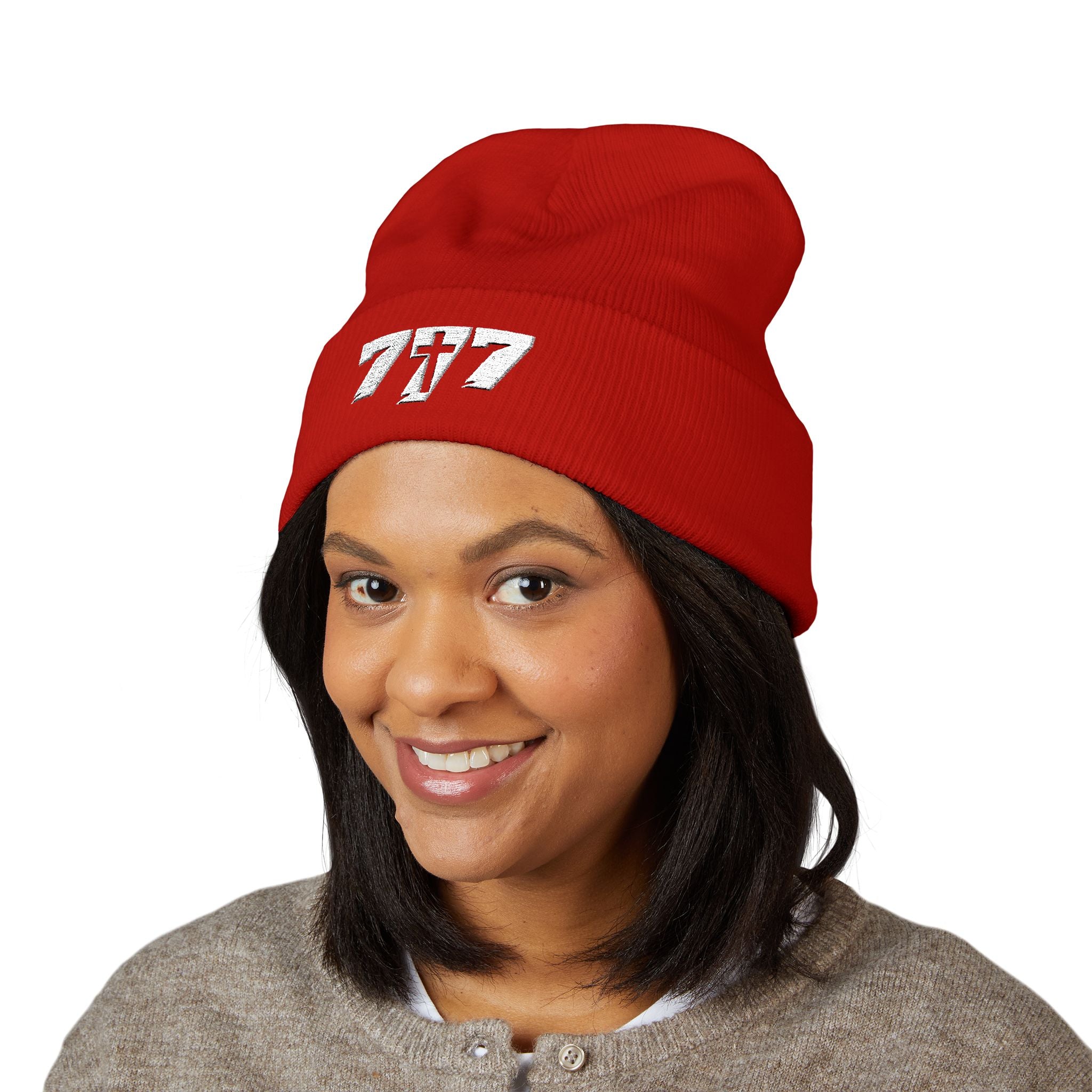 777/White Beanie
